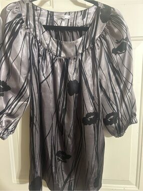 Metro Silver and Black Abstract Print Blouse